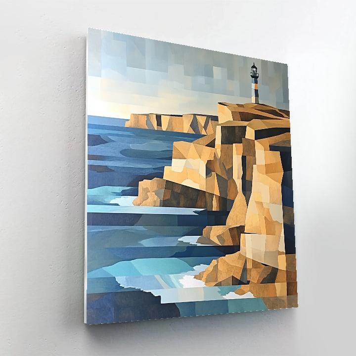 Pablo Picasso Inspired Cubist Lighthouse Cliffs And Broken Horizon DIY paint by numbers
