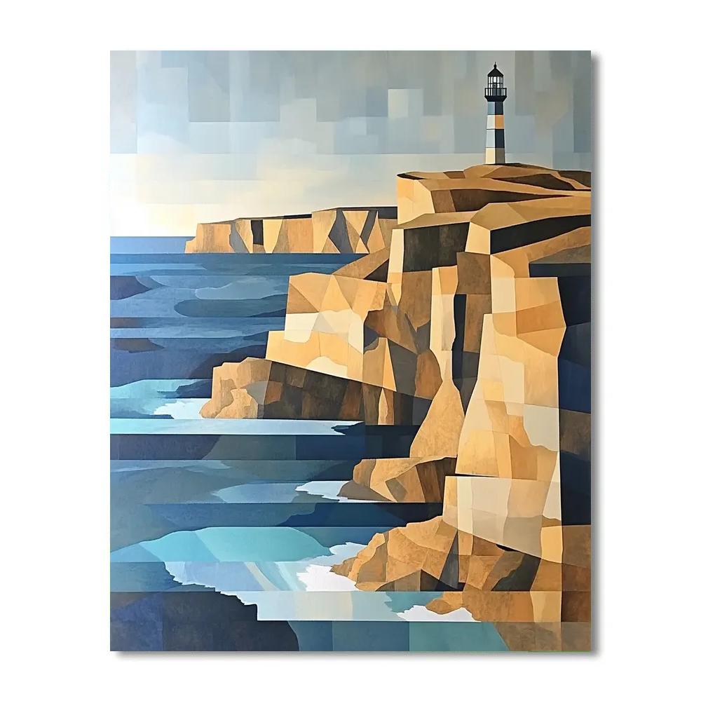 Pablo Picasso Inspired Cubist Lighthouse Cliffs And Broken Horizon DIY paint by numbers
