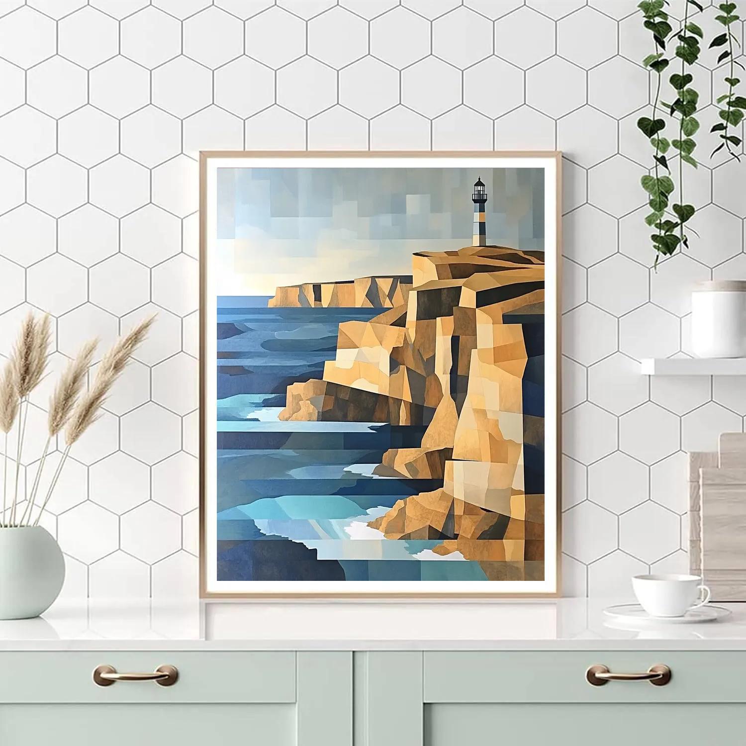 Pablo Picasso Inspired Cubist Lighthouse Cliffs And Broken Horizon DIY paint by numbers