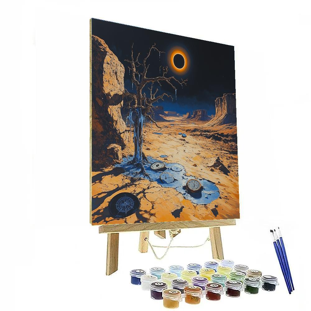 Salvador Dali Inspired Desert Eclipse Clockscape paint by number