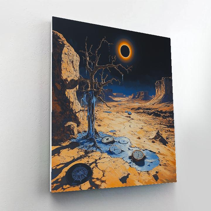 Salvador Dali Inspired Desert Eclipse Clockscape paint by number