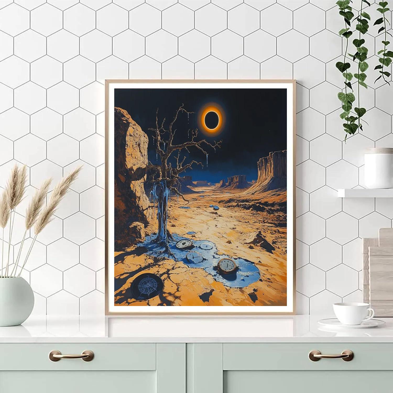 Salvador Dali Inspired Desert Eclipse Clockscape paint by number