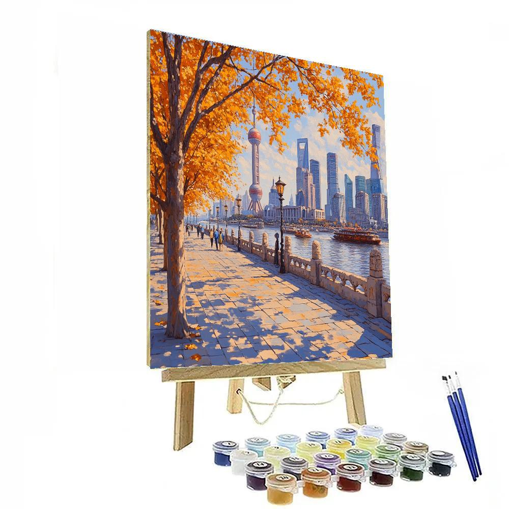 Autumn Glow On The Bund Waterfront, Shanghai, China Paint by numbers art