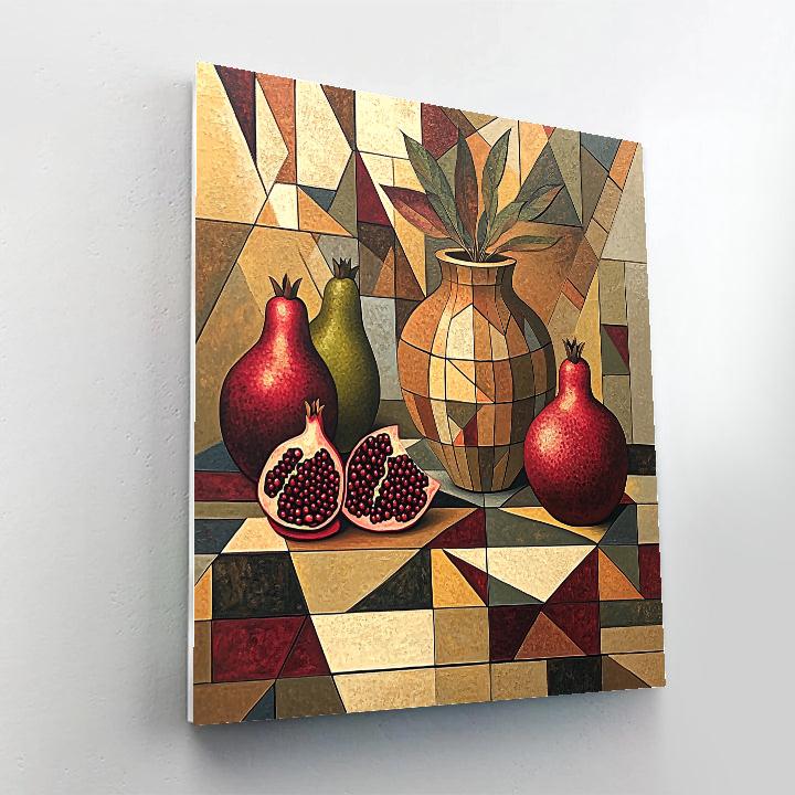 Pablo Picasso Inspired Fractured Orchard Still Life With Pomegranates And Earthenware Paint by numbers art