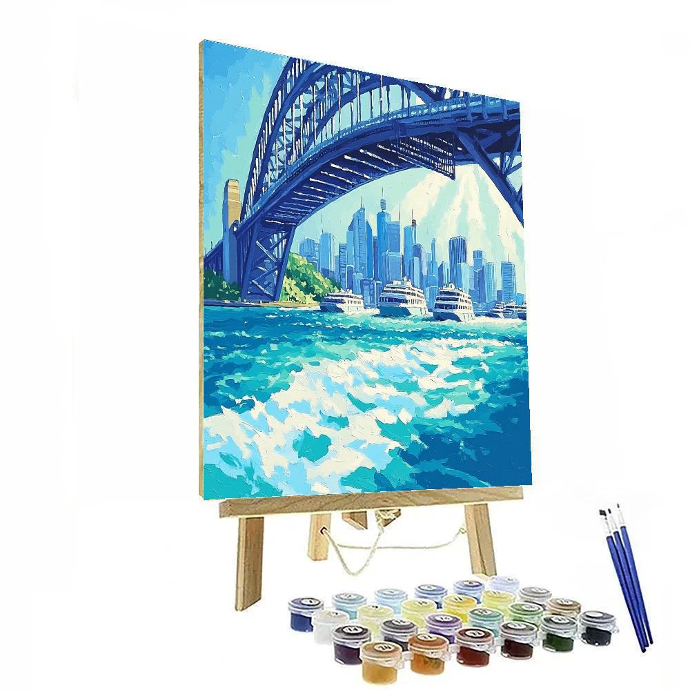 Turquoise Water And Rock Arches At Sydney Harbour Bridge, Sydney, Australia DIY paint by numbers