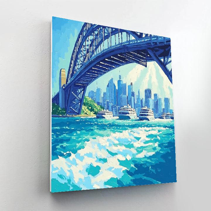 Turquoise Water And Rock Arches At Sydney Harbour Bridge, Sydney, Australia DIY paint by numbers