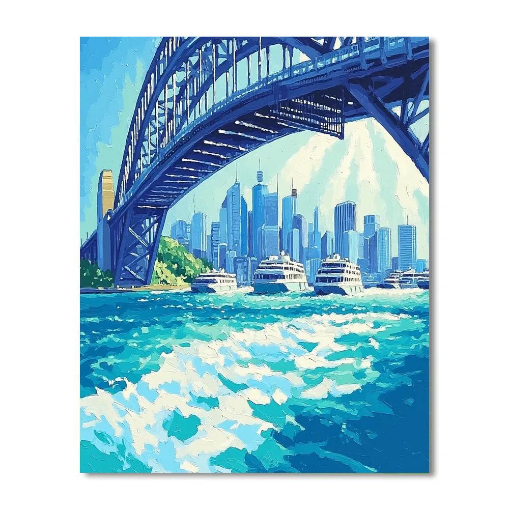 Turquoise Water And Rock Arches At Sydney Harbour Bridge, Sydney, Australia DIY paint by numbers