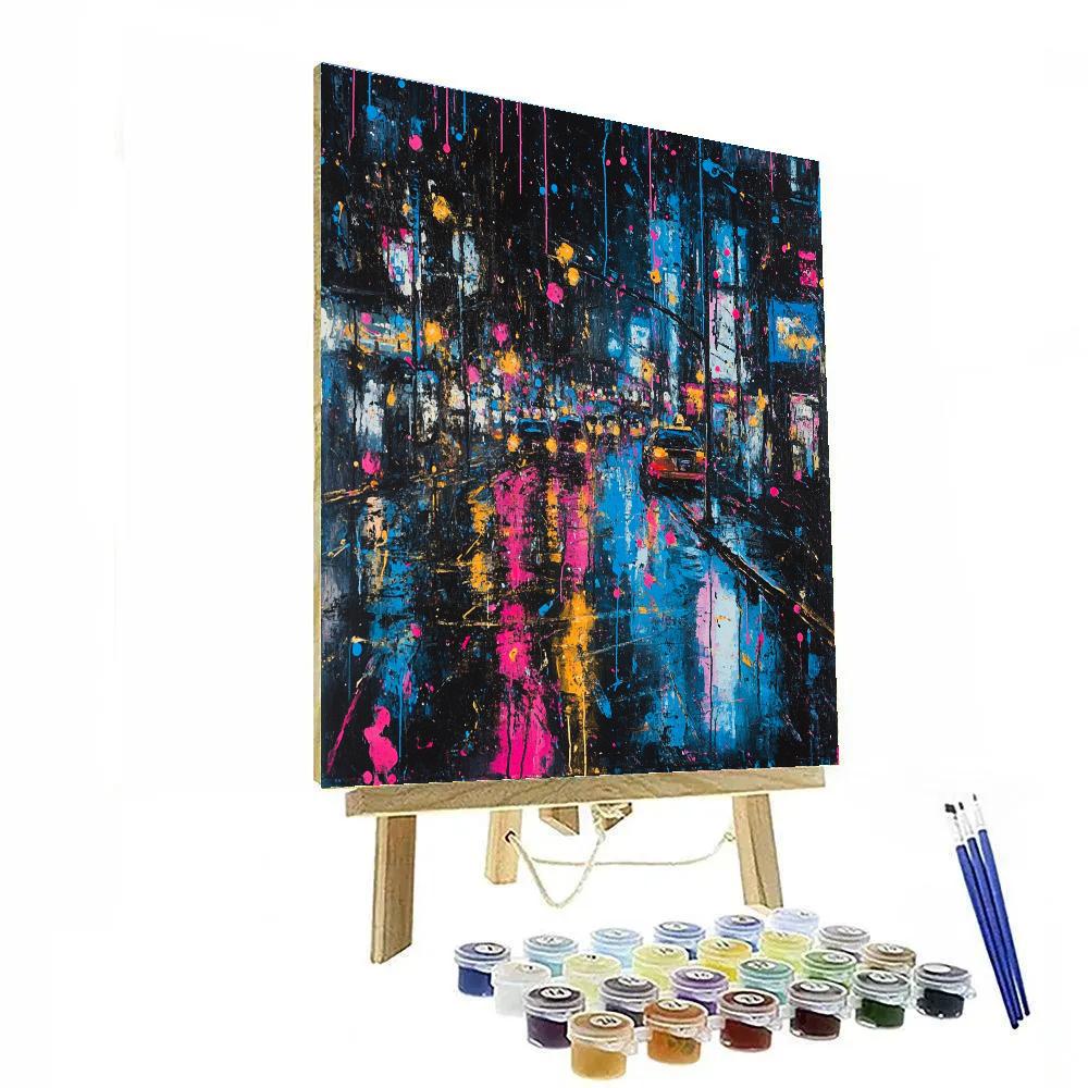 Jackson Pollock Inspired Citylights After Rain Paint by numbers kits