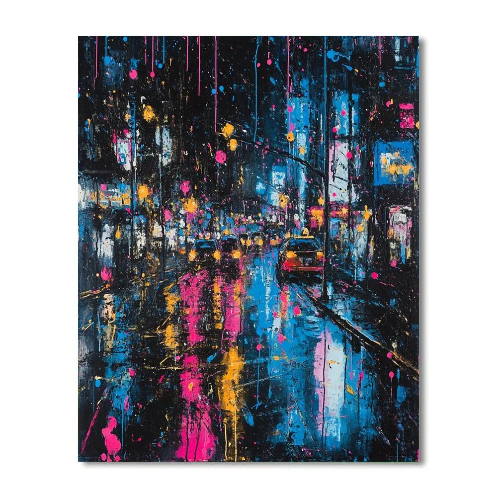 Jackson Pollock Inspired Citylights After Rain Paint by numbers kits