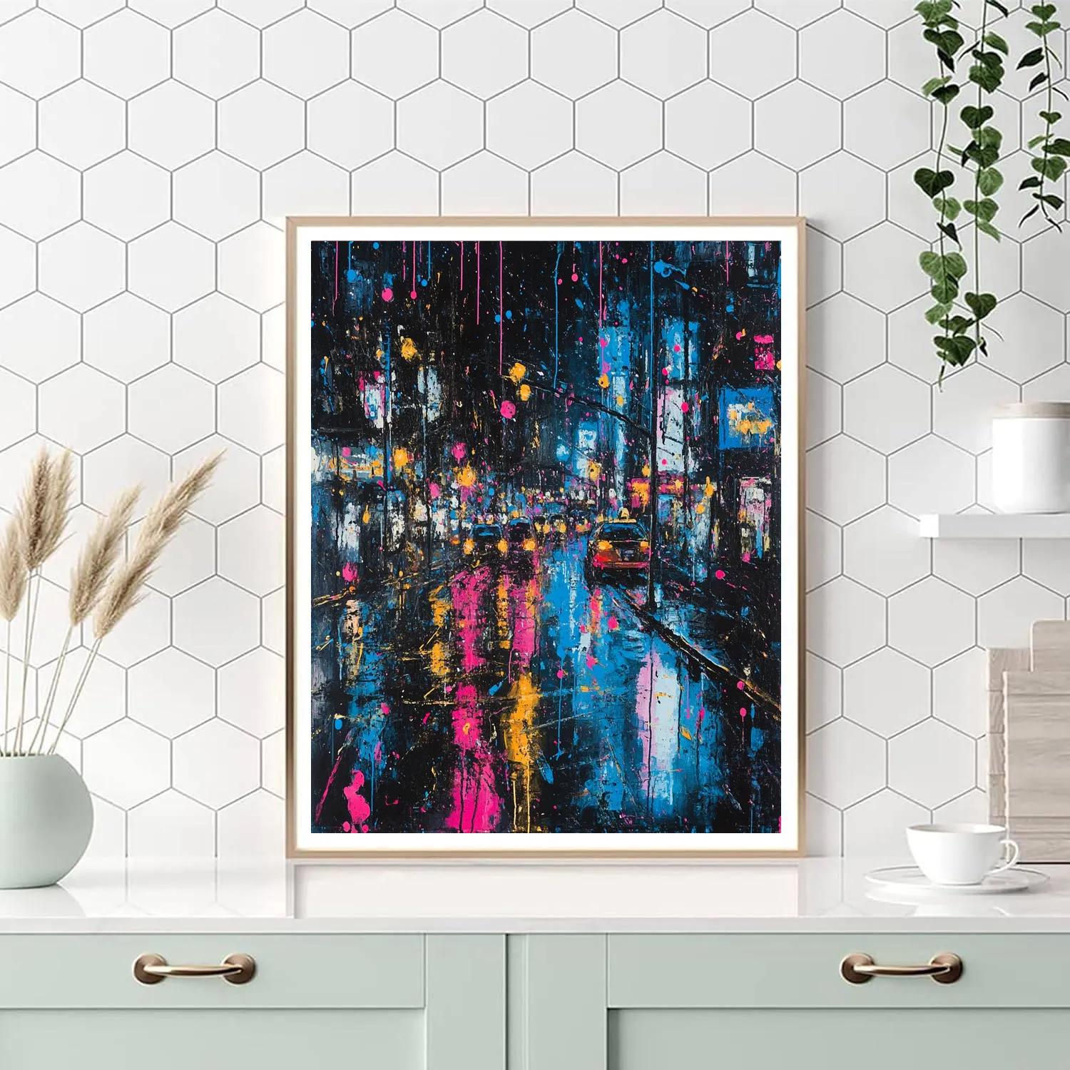 Jackson Pollock Inspired Citylights After Rain Paint by numbers kits