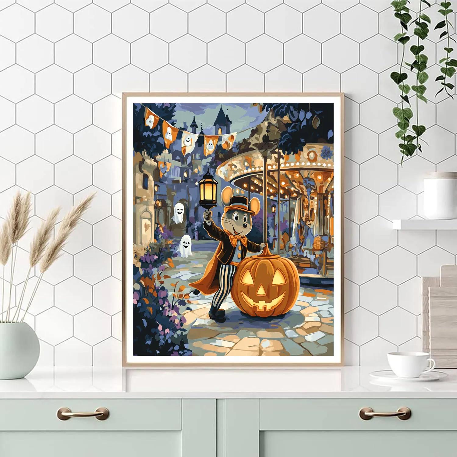 Jack O Lantern Carousel Courtyard Paint by numbers art