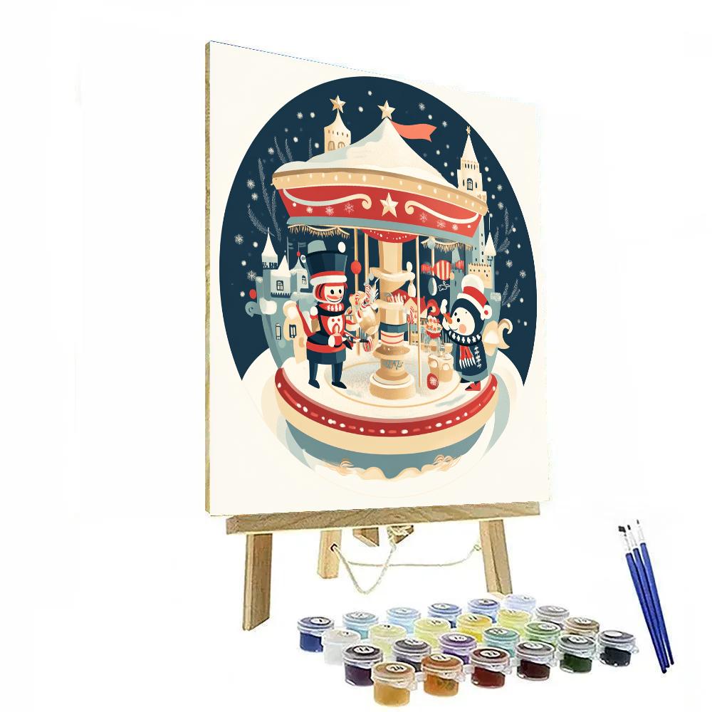 Toy Workshop Tea Party Inside A Giant Snowglobe Carousel paint by color