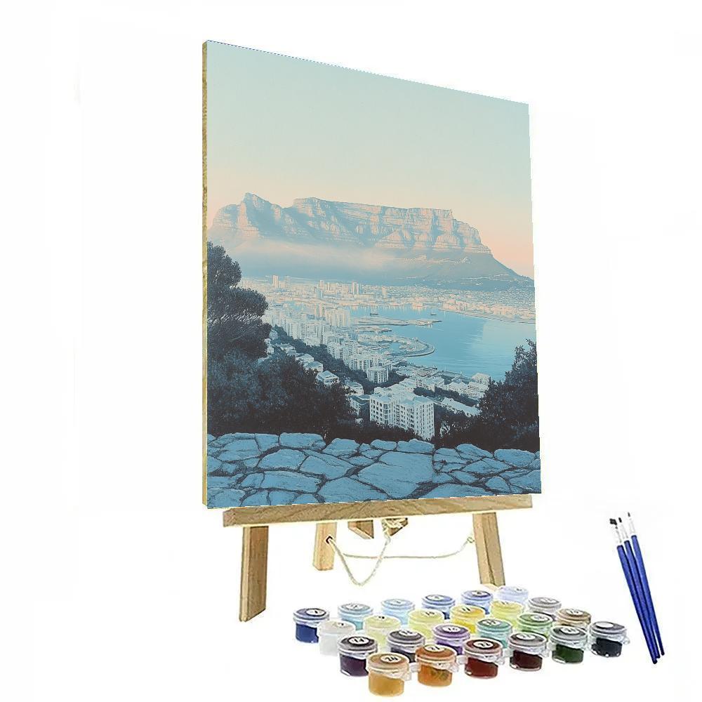 Morning Mist At Table Mountain Overlook, Cape Town, South Africa Numbered painting kits