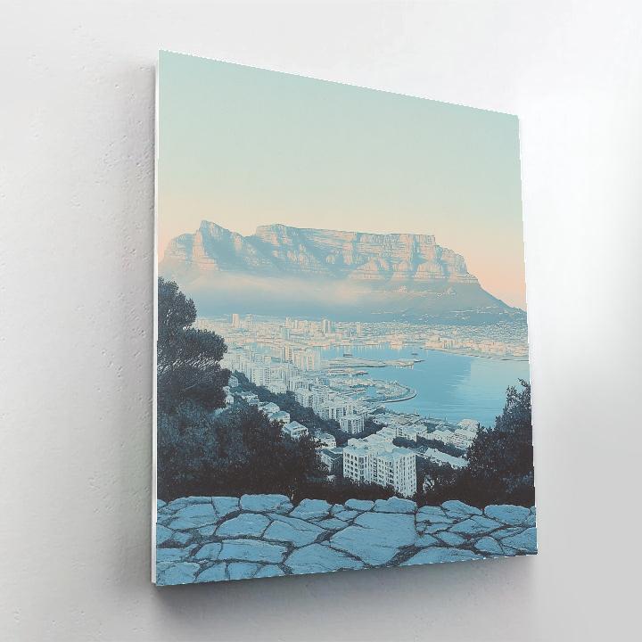 Morning Mist At Table Mountain Overlook, Cape Town, South Africa Numbered painting kits