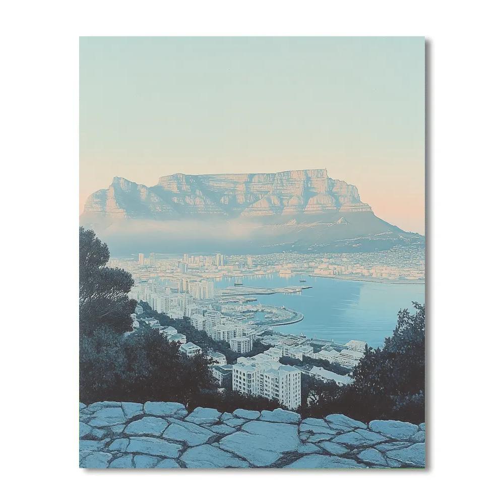 Morning Mist At Table Mountain Overlook, Cape Town, South Africa Numbered painting kits