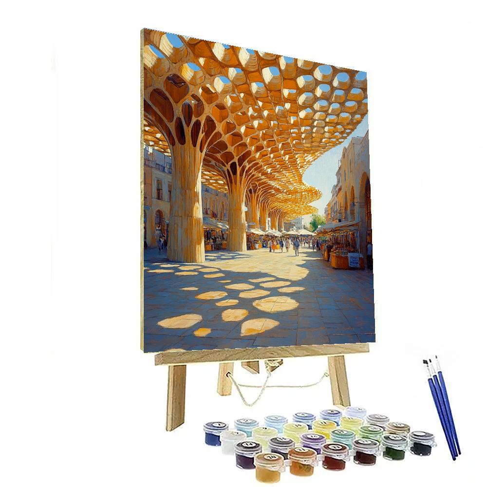 Geometric Canopies Of Metropol Parasol, Seville, Spain paint by color