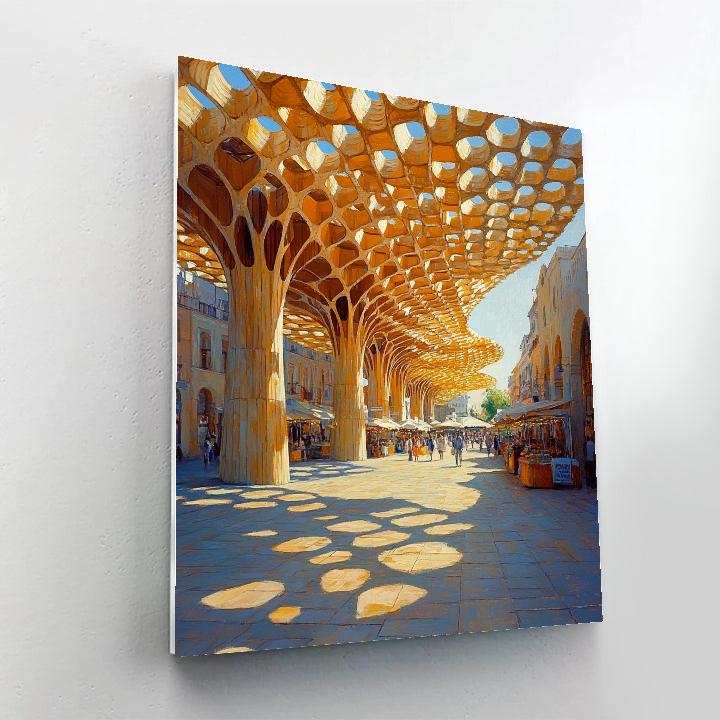 Geometric Canopies Of Metropol Parasol, Seville, Spain paint by color