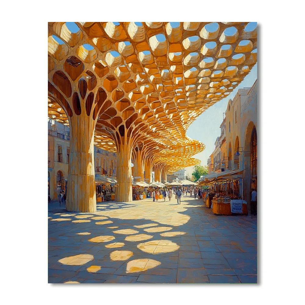 Geometric Canopies Of Metropol Parasol, Seville, Spain paint by color