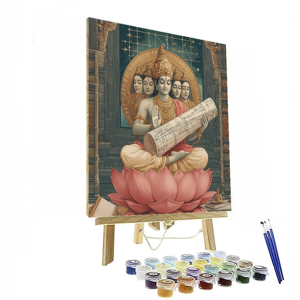 Brahma Lotus Blueprint Scroll paint by number