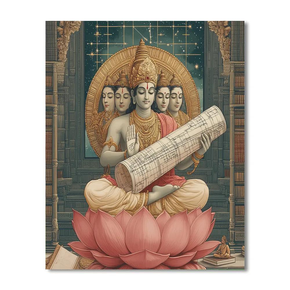 Brahma Lotus Blueprint Scroll paint by number