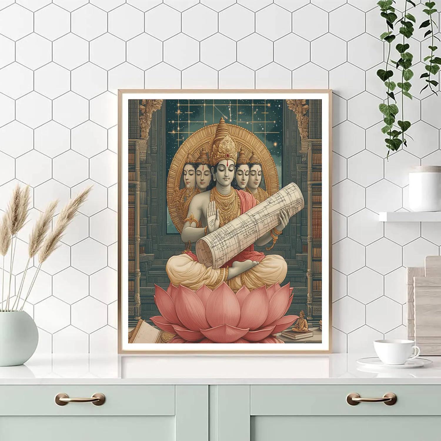 Brahma Lotus Blueprint Scroll paint by number