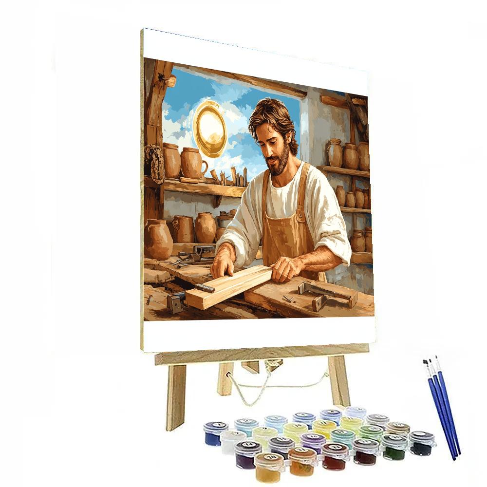 Carpenter Bench With Jesus Light Painting by numbers kit