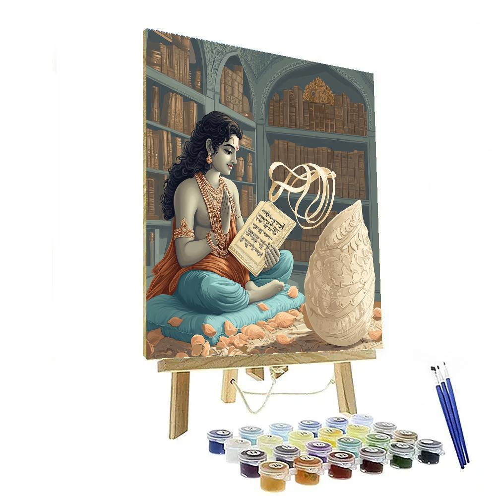 Krishna And The Whispering Conch Library Paint by numbers art