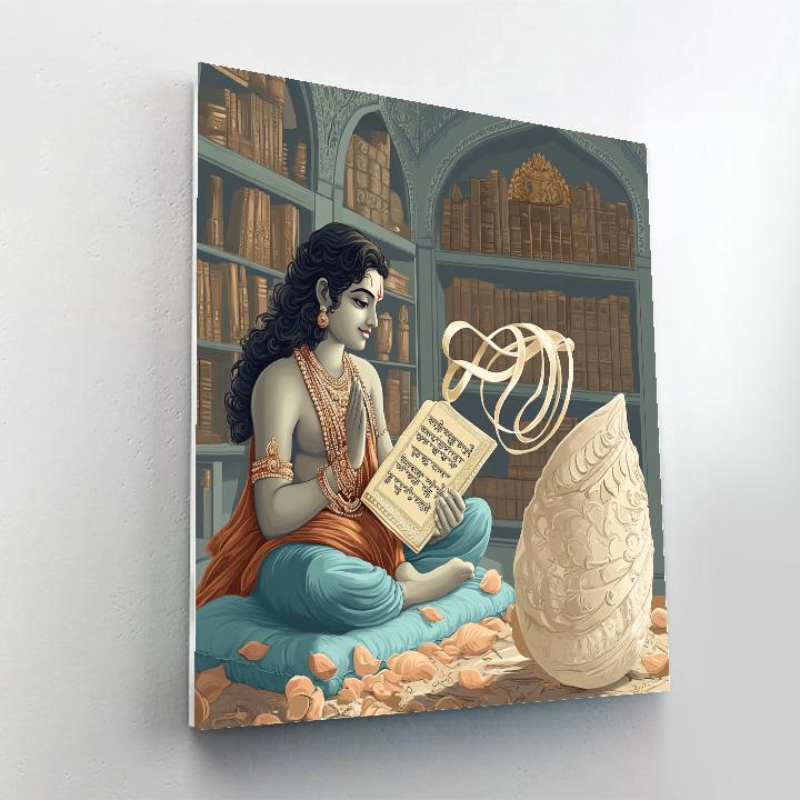 Krishna And The Whispering Conch Library Paint by numbers art