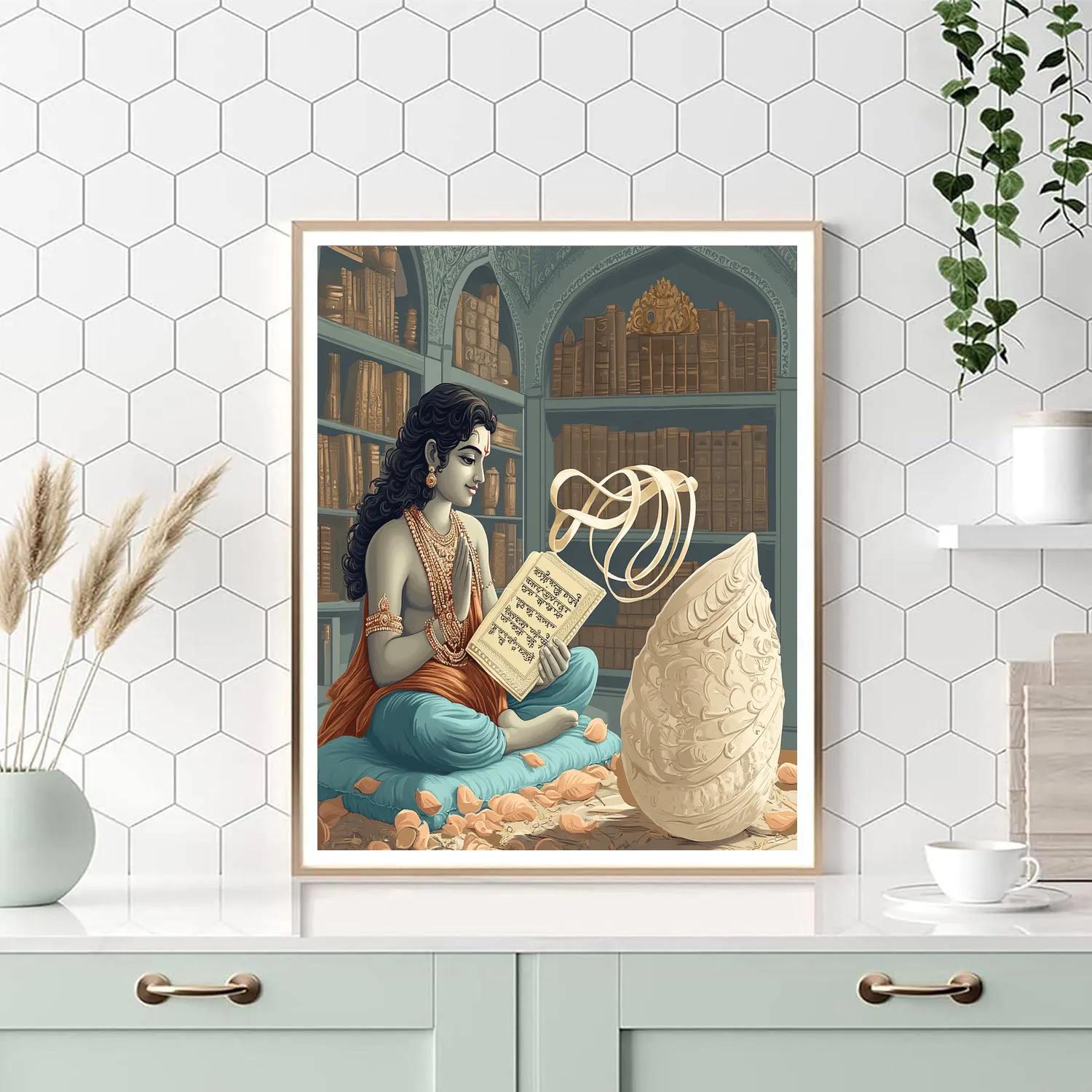 Krishna And The Whispering Conch Library Paint by numbers art