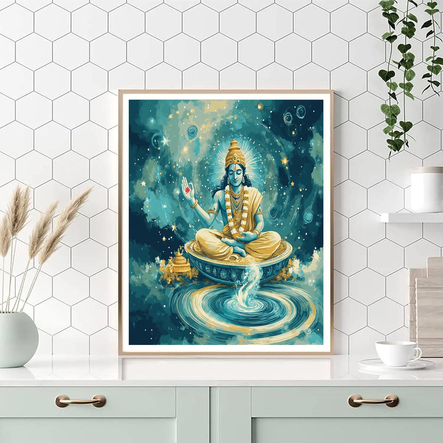 Vishnu Calms The Cosmic Whirlpool DIY paint by numbers