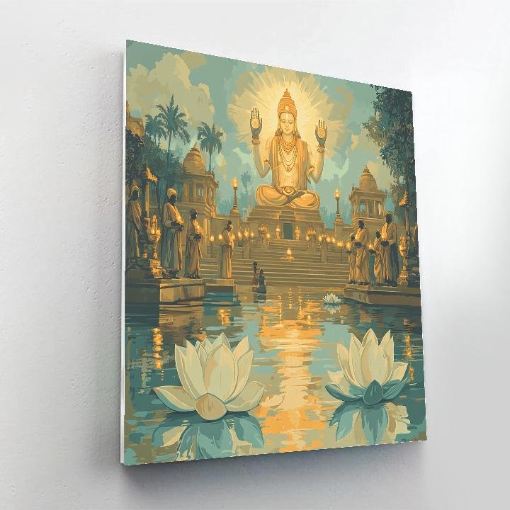 River Ghat Ceremony With Brahma Light Numbered painting kits