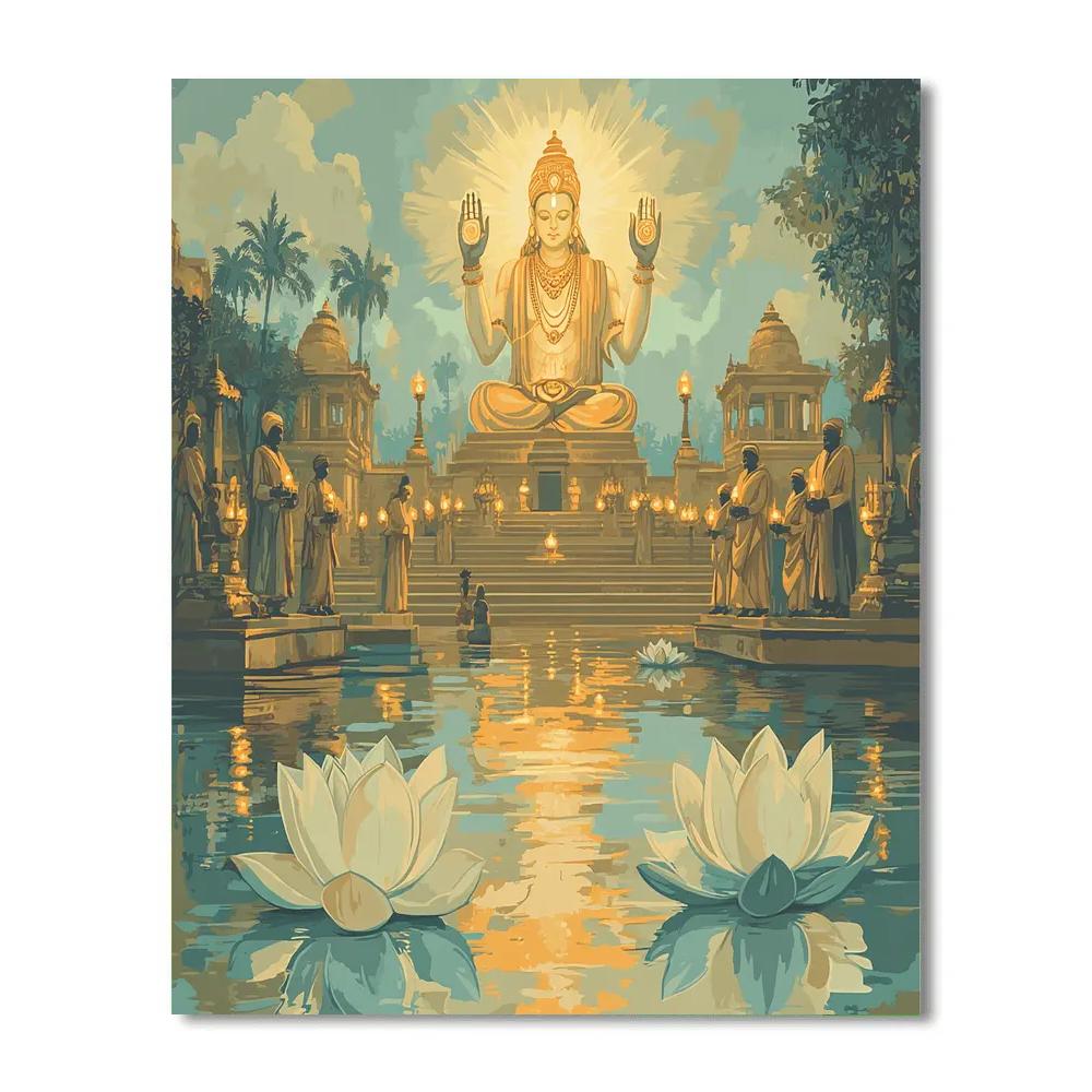 River Ghat Ceremony With Brahma Light Numbered painting kits