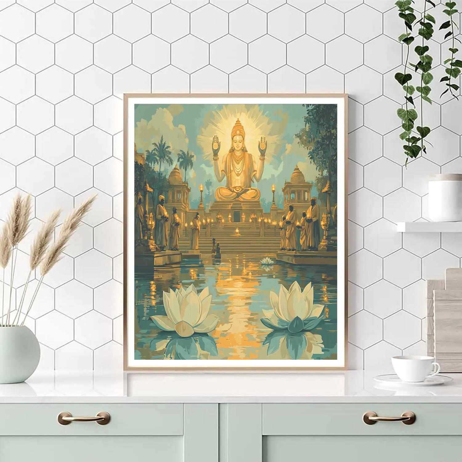 River Ghat Ceremony With Brahma Light Numbered painting kits