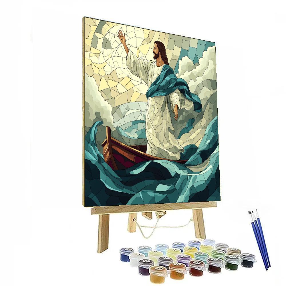 Jesus In The Storm Calming Mosaic Number painting