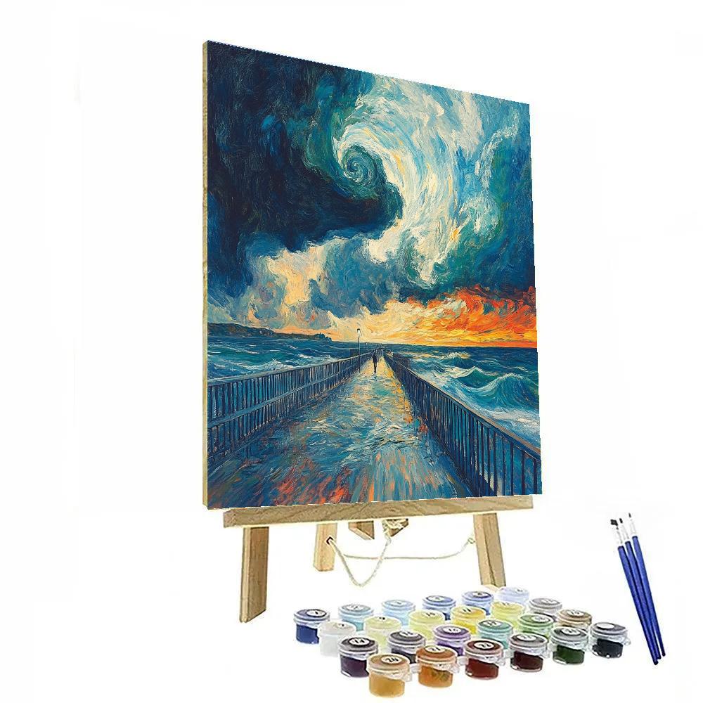 Edvard Munch Inspired Stormy Seaside Anxiety painting number kit