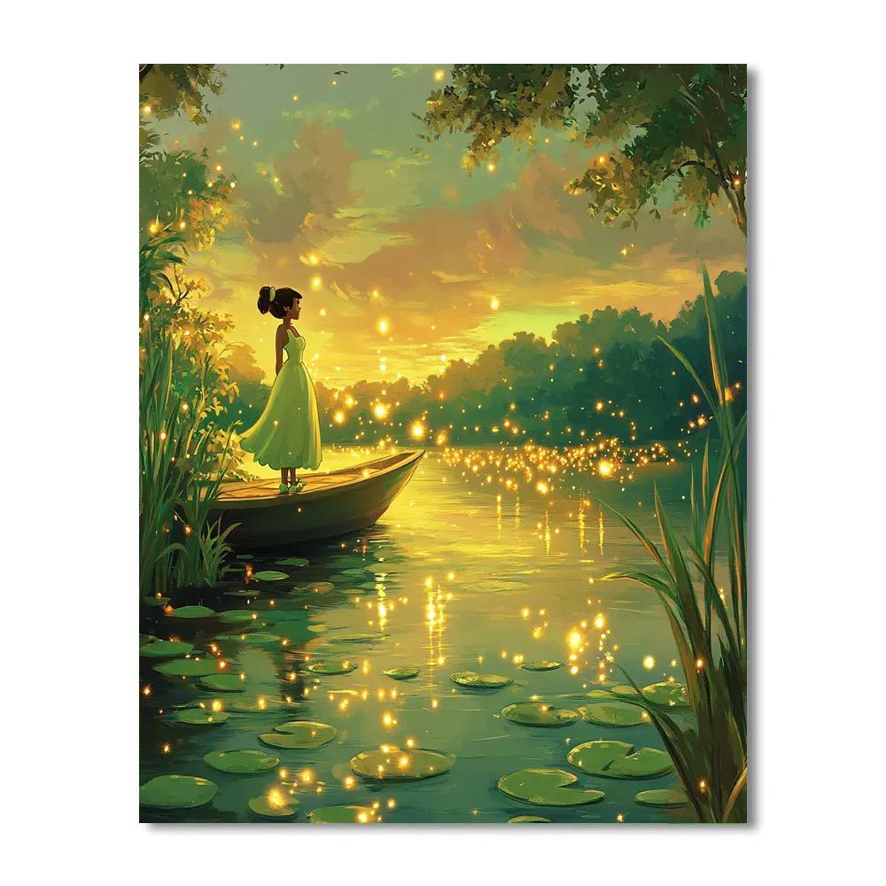 Tiana Firefly Riverboat Evening Disney Inspired Numbered painting kits