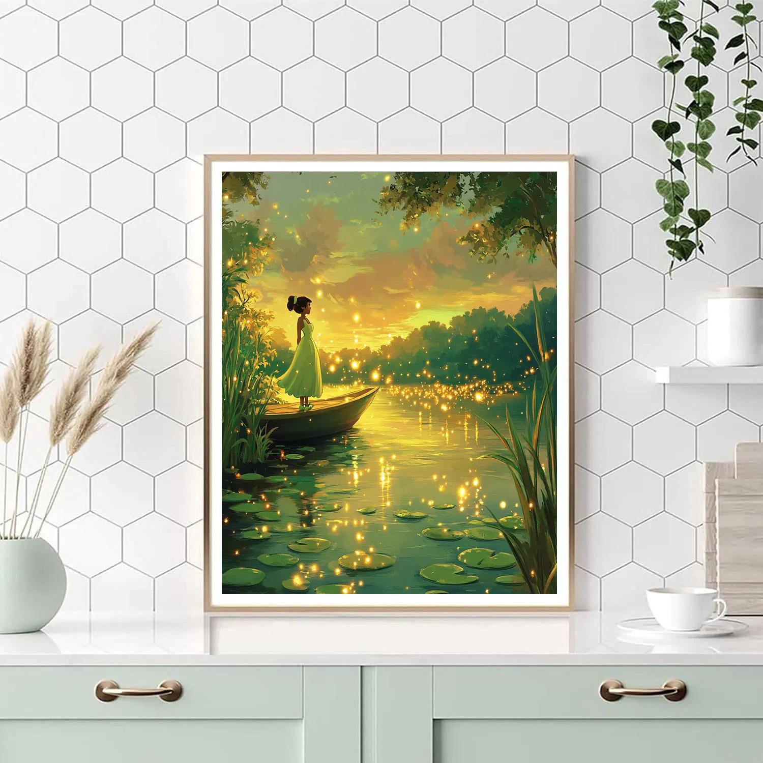 Tiana Firefly Riverboat Evening Disney Inspired Numbered painting kits