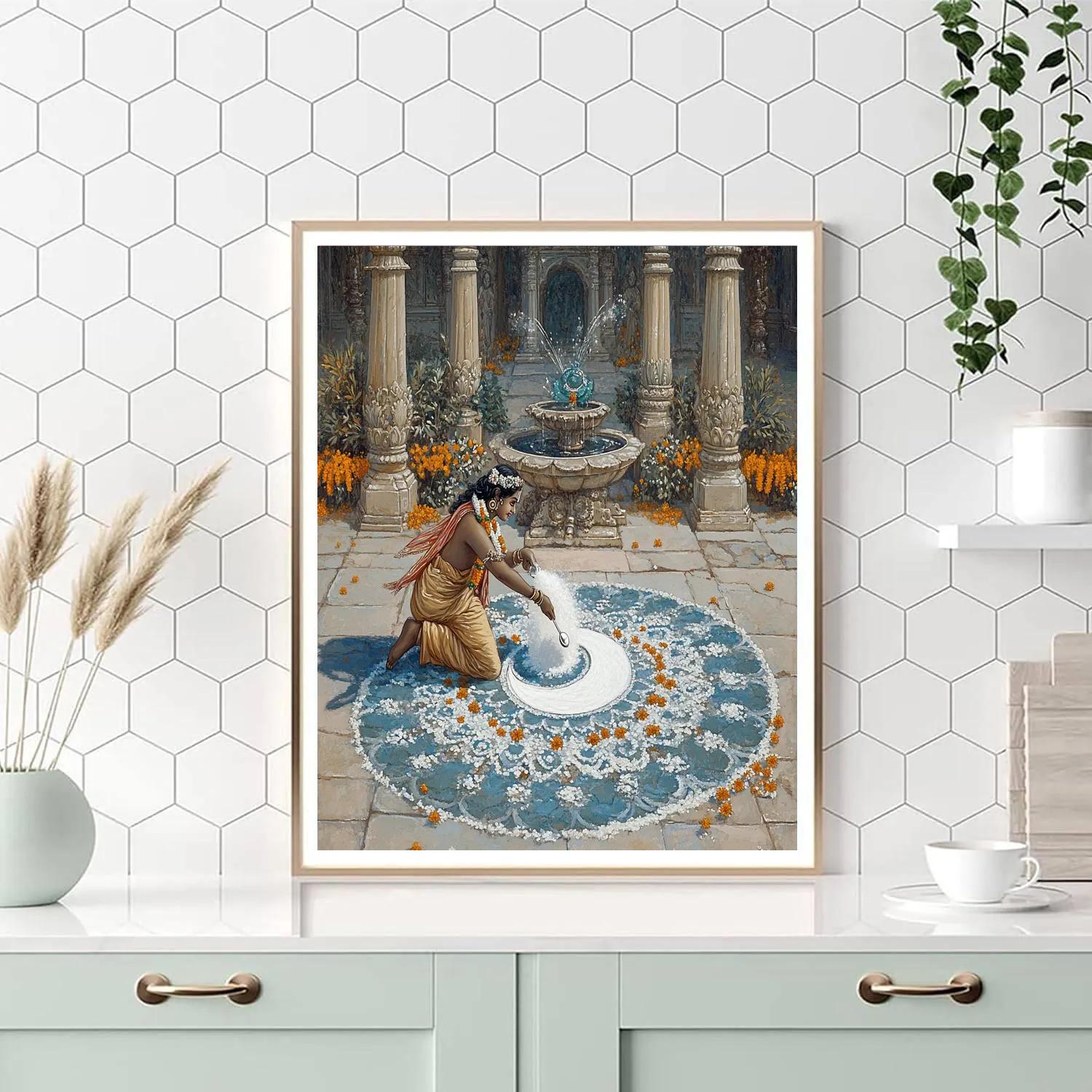 Krishna Painting Rangoli Of Moonlight Number painting