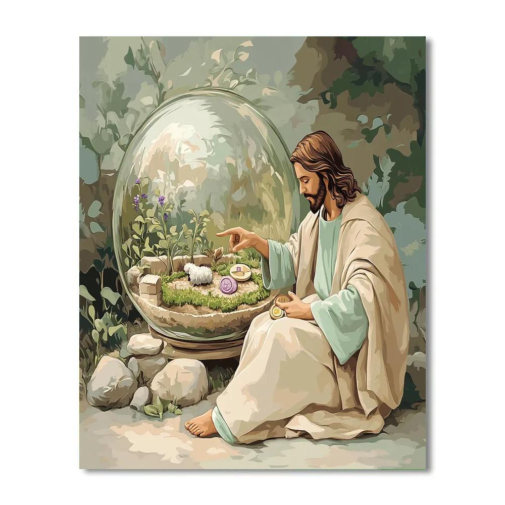 Jesus Parable Garden Terrarium paint by number