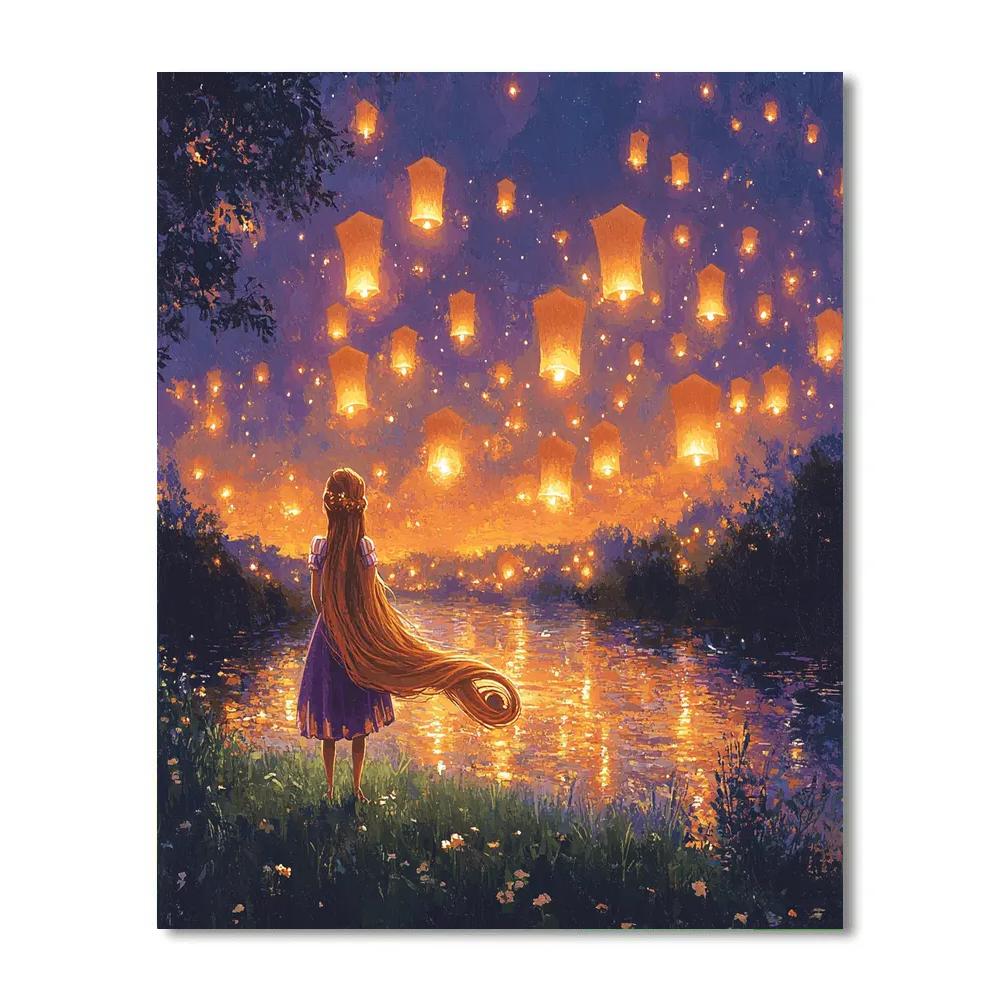 Rapunzel Floating Lantern Skywatch Disney Inspired Number painting