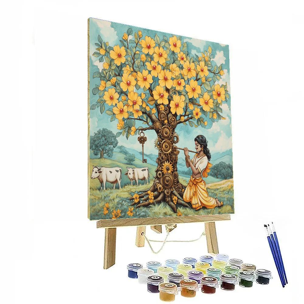 Krishna And The Clockwork Kadamba Tree Number painting