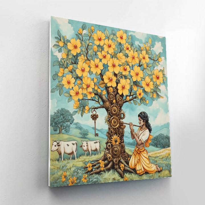 Krishna And The Clockwork Kadamba Tree Number painting