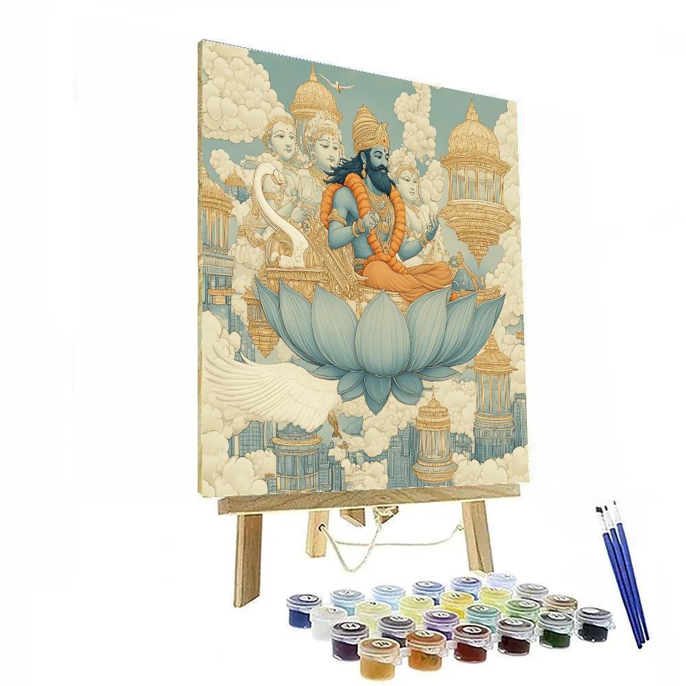 Brahma Sky Chariot Over Cloud Cities paint by number