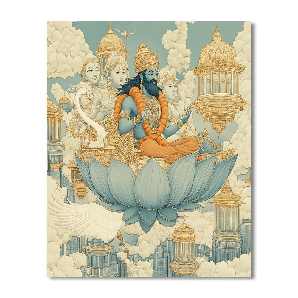 Brahma Sky Chariot Over Cloud Cities paint by number