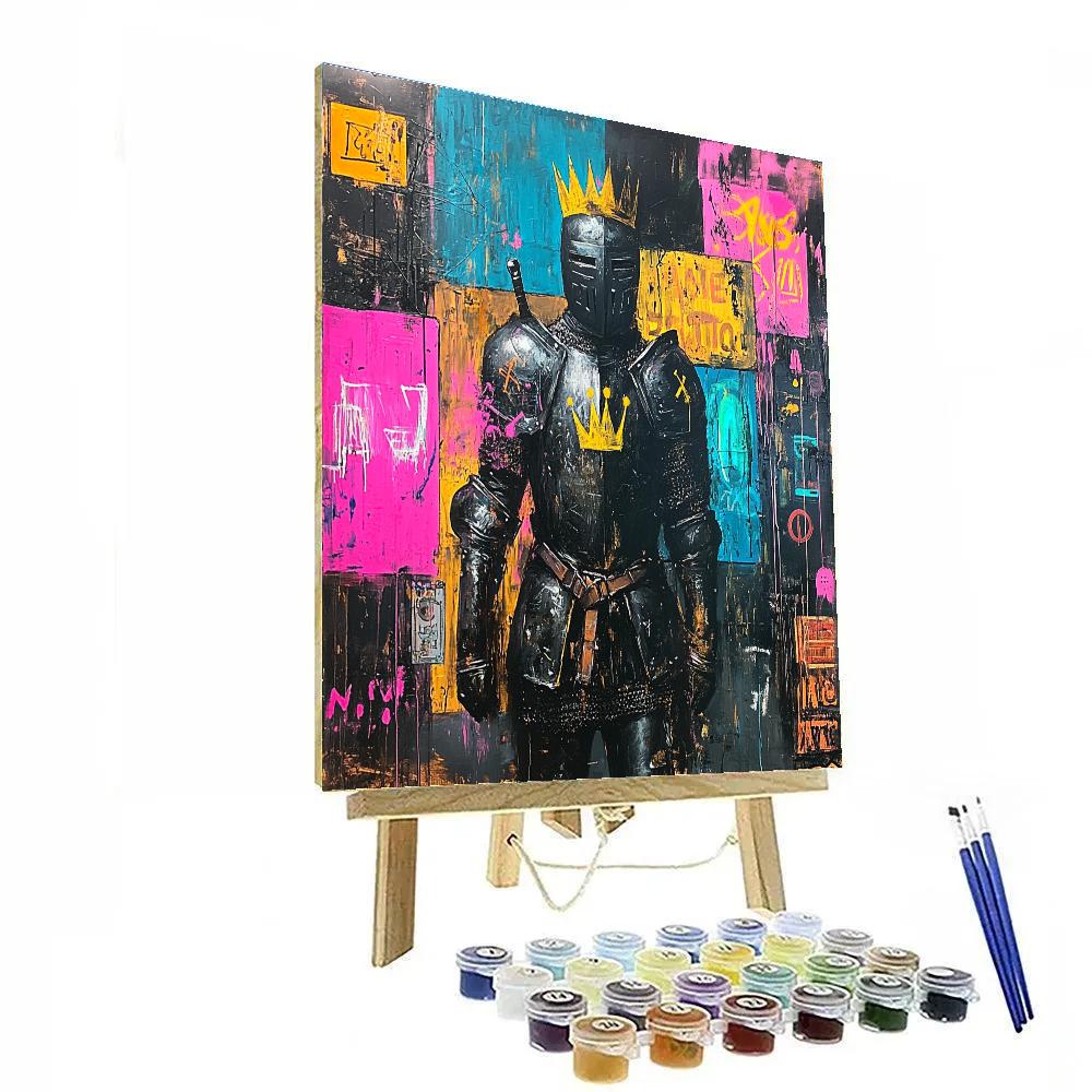 Jean Michel Basquiat Inspired Mythic City Knight Paint by numbers art