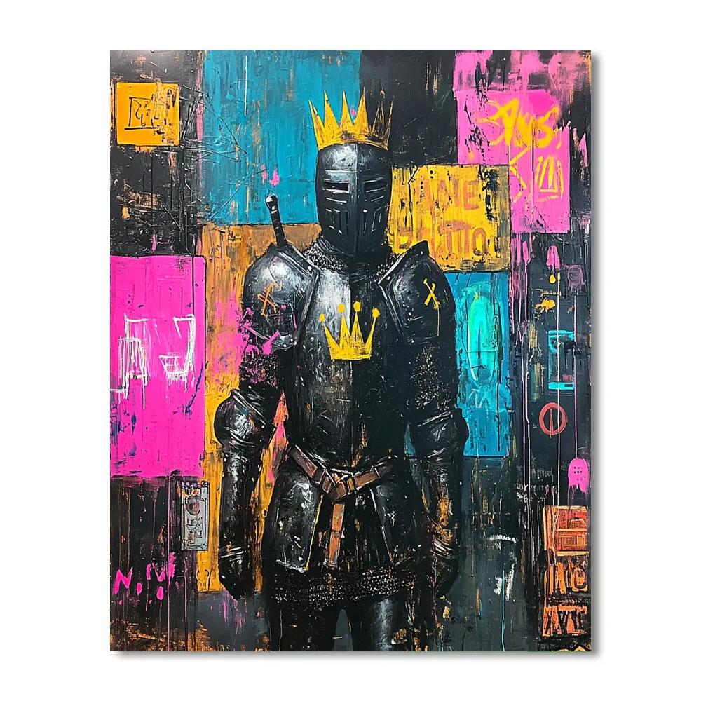 Jean Michel Basquiat Inspired Mythic City Knight Paint by numbers art