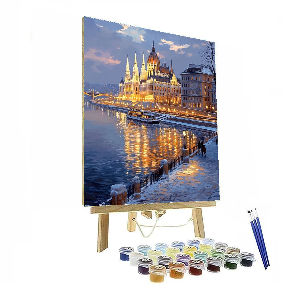Art Deco Grandeur Of The Budapest Parliament Riverside View, Budapest, Hungary paint by numbers