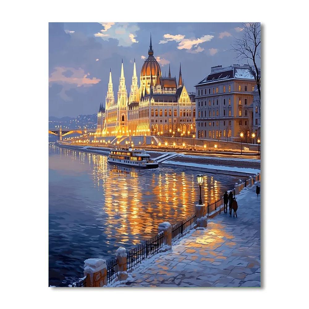 Art Deco Grandeur Of The Budapest Parliament Riverside View, Budapest, Hungary paint by numbers