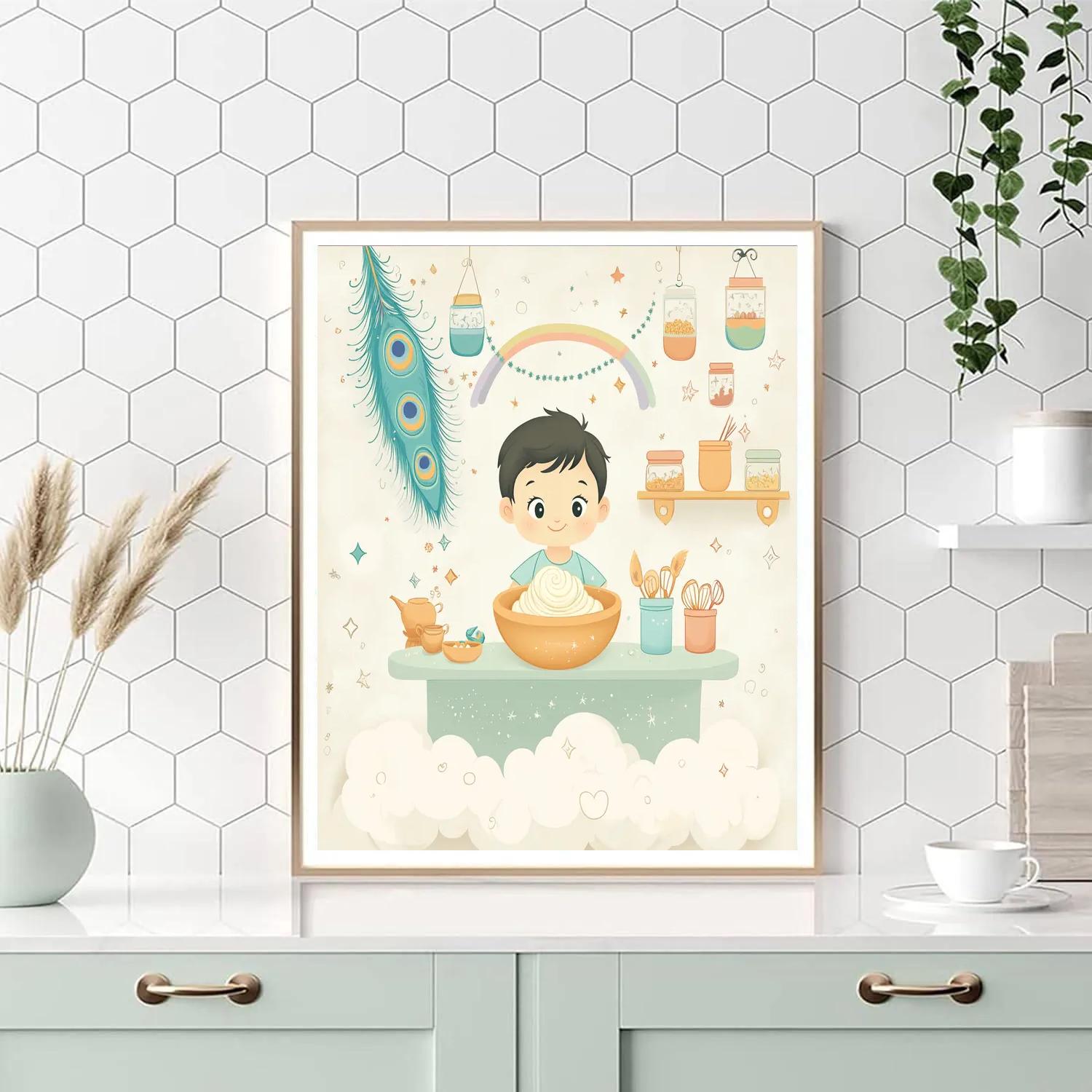 Krishna Serving Butter In A Cloud Kitchen DIY paint by numbers