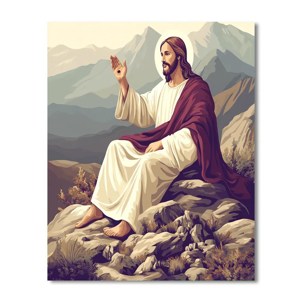 Jesus Mountain Beatitudes Panorama Paint by numbers art